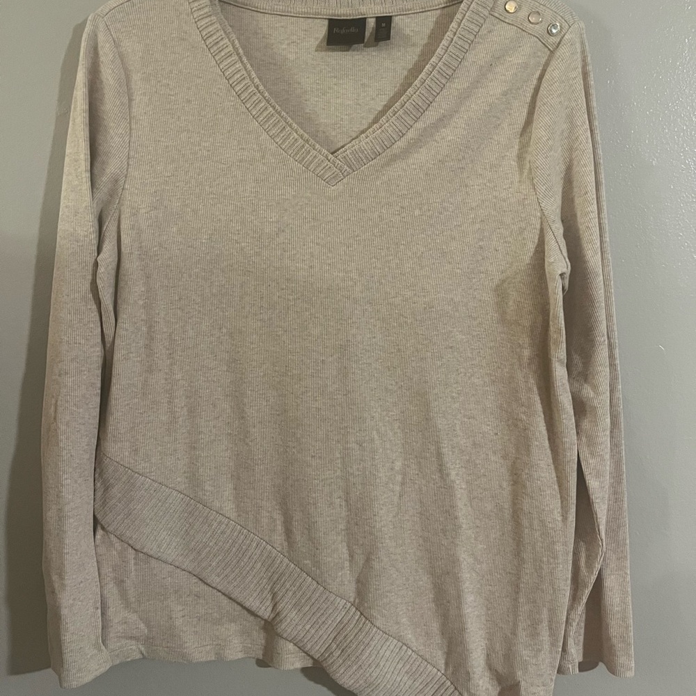 Rafaella Light Beige Ribbed Sweater‎